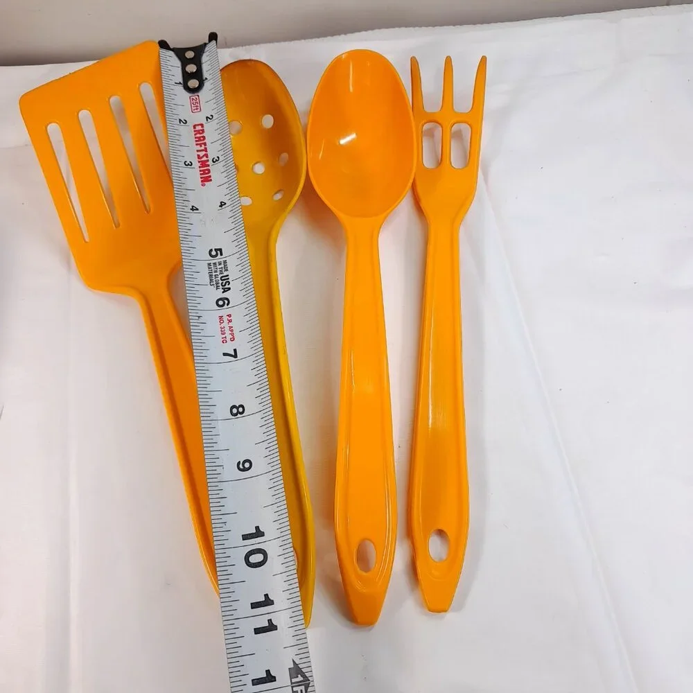 Vintage Hutzler yellow cooking utensils turner spatula serving spoon meat fork‎